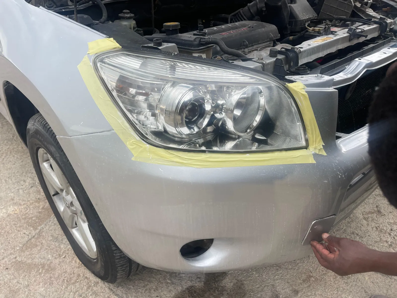 After headlight restoration – clear, polished headlight lenses restored to full clarity
